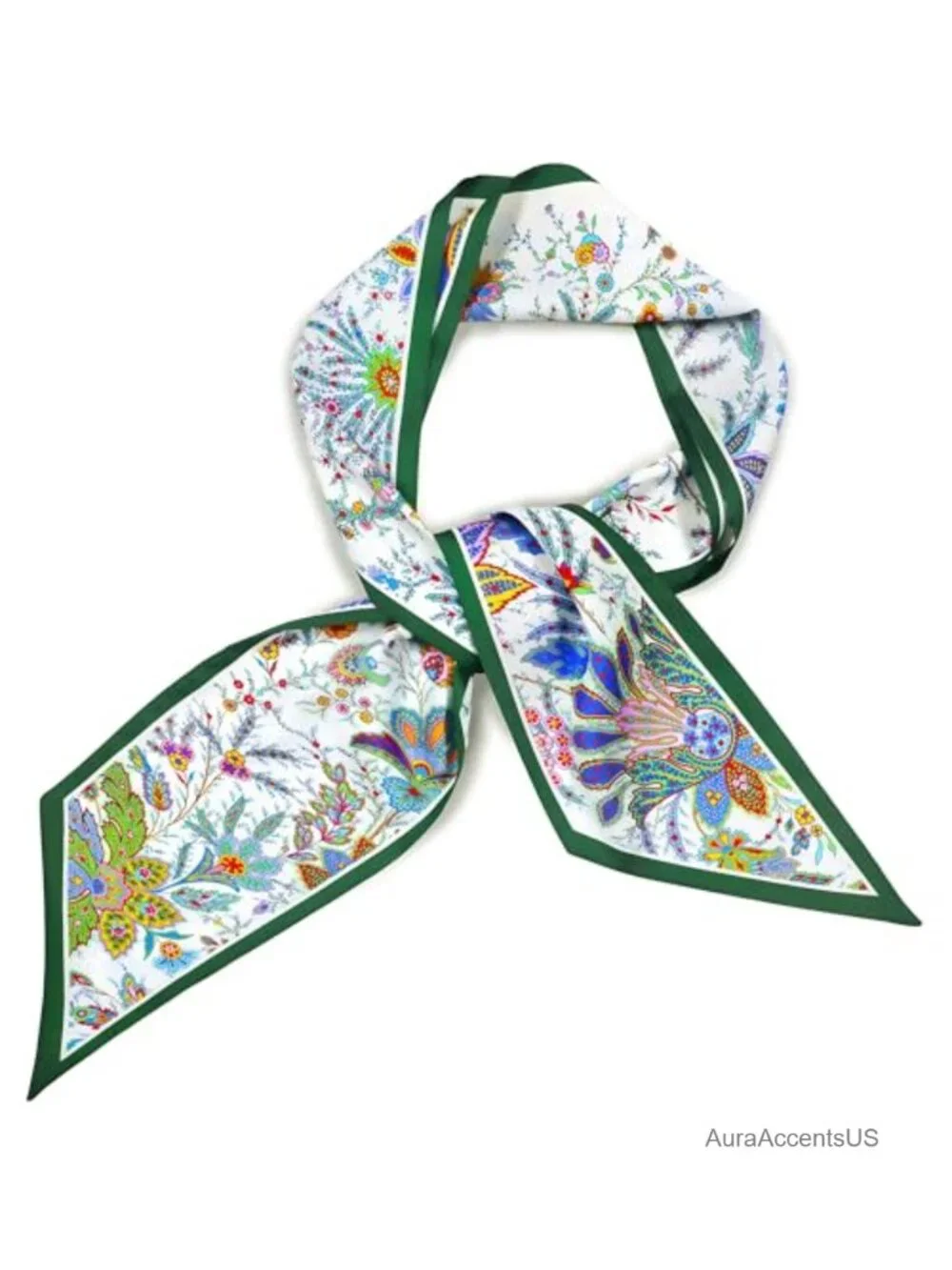 Silk-Like Twill Long Skinny Scarf, Versatile Hair & Neck Wrap, 59 Inches